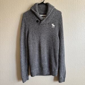 Abercrombie & Fitch Shawl Collar Pullover Ribbed Long Sleeve Sweater Men Size L